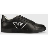 Emporio Armani Usnjene superge X4X598 XN633 K001 črna barva, X4X598 XN633 K001 | Shoptok.si