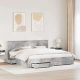  Konstrukcija postelje z vzglavjem Betonsko siva 200 x 200 cm, (5000103425) | Shoptok.si