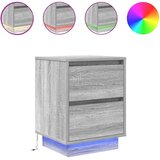 vidaXL Nočne omarice z LED svetili 2 kosa Siva Sonoma 38x34x50 cm | Shoptok.si
