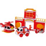  Set gasilske postaje s helikopterjem in avtomobilčkom - rdeča | Shoptok.si