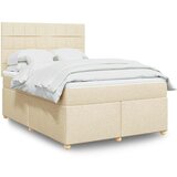  Boxspring - Krevet s oprugama i madracem krem 140 x 190 cm od tkanine - Krema 140 x 190 cm Blok s kvadratima Cijene