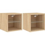vidaXL Stenske TV omarice z LED 2 kosa sonoma hrast 30x28,5x30 cm | Shoptok.si
