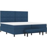 vidaXL Postelja s škatlo z vzmetnico in klopjo modra 200x200 cm tkanina, (22083059) | Shoptok.si