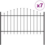 vidaXL Ograjni panel Set 7 Železna siva Prašno premazano jeklo, (22015138) | Shoptok.si