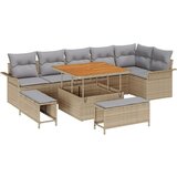  Vrtna garnitura - 9-dijelni set vrtnih sofa s jastučićima bež poli ratan akacija 2-sjedna vrtna sofa sa skladištem i jastučićim | shoptok.hr
