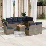 vidaXL 9-dijelni set vrtnih sofa od poliratana s jastucima sivi | shoptok.hr