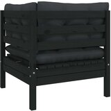 vidaXL Kutna vrtna sofa s jastucima crna od masivne borovine | shoptok.hr