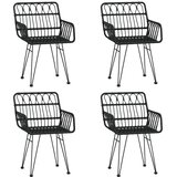 5-dijelni vrtni blagovaonski set od poliratana crni Crna Dužina stola 160 cm | Shoptok.si