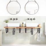  Zidna polica za umivaonik od čelika i masivnog bagremovog drva Smeđa 160 x 50 x 4 cm | Shoptok.si