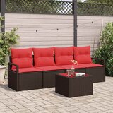  Set sofe 5 pcs Smeđa i crvena poliratan | shoptok.hr
