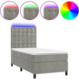  box spring s madracem LED svjetlosivi 100x200 cm baršun | shoptok.hr