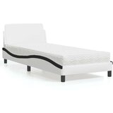 vidaXL Postelja z vzmetnico bela in črna 90x190 cm umetno usnje Cene