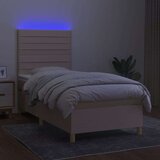  Krevet box spring s madracem LED krem 90x190 cm od tkanine | shoptok.hr