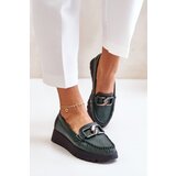 Zazoo Leather Moccasins On Platform With Decoration Dark Green 10141 | shoptok.hr