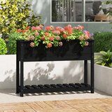 Maison Chic Visoka greda - Greda - Cvetlični Lonec s polico črna 111,5x34,5x81 cm trdna borovina, (21790472) | Shoptok.si