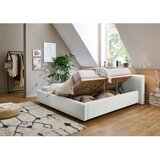 Meise Möbel Bela oblazinjena zakonska postelja s prostorom za shranjevanje z letvenim dnom 180x200 cm Cube – | Shoptok.si