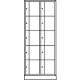 C+P omara s predelki z zaklepanjem resisto, vxšxg 1950 x 770 x 540 mm, 10 predelkov, svetlo siva ral 7035 / svetlo siva ral 7035 | Shoptok.si