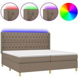  Krevet box spring s madracem LED smeđesivi 200x200 cm tkanina | shoptok.hr
