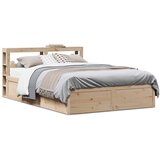 vidaXL Posteljni okvir z vzglavjem 140x190 cm trdna borovina | Shoptok.si