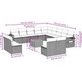  14-dijelni set vrtnih sofa s jastucima poliratan crni | shoptok.hr