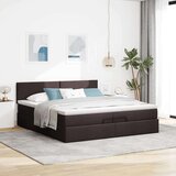vidaXL Otomanski posteljni okvir z vzmetnico temno rjava 200x200 cm, (21670795) | Shoptok.si