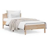 vidaXL Posteljni okvir z vzglavjem 100x200 cm trdna borovina Cene
