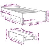 vidaXL okvir za krevet s ladicama boja hrasta 100x200 cm drveni | shoptok.hr