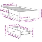 vidaXL Posteljni okvir s predali siva sonoma 100x200 cm inženirski les | Shoptok.si
