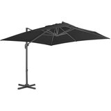  Previsni senčnik z aluminijastim drogom 3x3 m črn | Shoptok.si