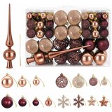  Set božićnih kuglica 111 kom. Boja šampanjca i smeđa 6 cm | shoptok.hr