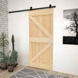  Klizna vrata 80 x 210 cm Masivna borovina Prirodna i crna Cijene