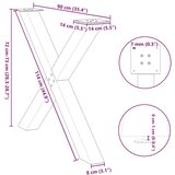 vidaXL Noge za jedilno mizo X-oblika 2 kosa antracit 90x(72-73) cm | Shoptok.si