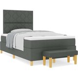 vidaXL Postelja s box vzmetjo z vzmetnico in klopjo temno siva 120x200 cm tkanina | Shoptok.si