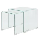 The Living Store Dvodelni Komplet Mizic iz Kaljenega Stekla Prosojen - Komplet Zložljivih Mizic, (21421235) | Shoptok.si