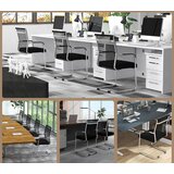  Konzolne stolice, set od 4, složive okretne stolice s metalnom bazom i naslonima za ruke, uredske stolice, crne | shoptok.hr