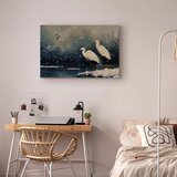  Slika - Herons over a winter pond - Japanese-style illustration in dark colours 30x20 Premium Print | shoptok.hr