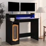 vidaXL Radni stol s LED svjetlima crni 97x45x90 cm konstruirano drvo Cijene