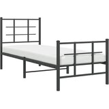  Metalni okvir kreveta uzglavlje i podnožje crni 75x190 cm | shoptok.hr