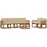 vidaXL Zunanja garnitura za sedenje z blazino 7 pcs Naravna in bež, (5000269972) | Shoptok.si