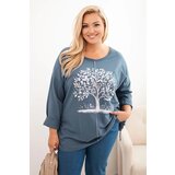 Kesi Włoski Women's Plus Size cotton blouse with tree print denim Cijene
