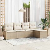 vidaXL Vrtna sedežna garnitura 5 pcs Bež Poly ratan, (5000019956) | Shoptok.si