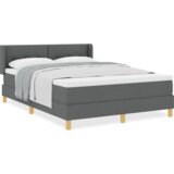 vidaXL Box Spring Krevet s Madracem Tamno Sivi 140x190 cm Tkanina, Uzglavlje s Dugmadi Tamno Sivo 140 cm Tkanina | shoptok.hr
