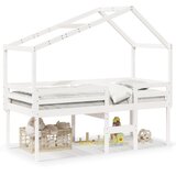  Visoki krevet s krovom bijeli 90 x 190 cm od masivne borovine | shoptok.hr