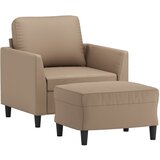  Fotelja s tabureom boja cappuccina 60 cm od umjetne kože | shoptok.hr