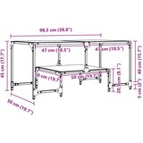 vidaXL Klubska mizica s črno stekleno površino 98,5x50x45 cm jeklo | Shoptok.si