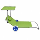  Sklopiva ležaljka za plažu s kotačima i sjenicom - zelena | Shoptok.si