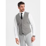Ombre Men's jacquard casual vest without lapels - gray | Shoptok.si