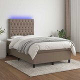  box spring s madracem LED smeđesivi 120 x 200 cm tkanina | shoptok.hr