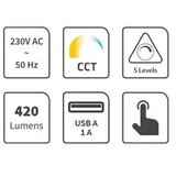  LED prigušiva stona lampa sa USB LED/7W/230V 3000K/4000K/5500K crna | Eponuda.com