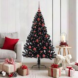 vidaXL Umjetna preddekorirana božićna jelka Črna 150 cm PVC | Shoptok.si